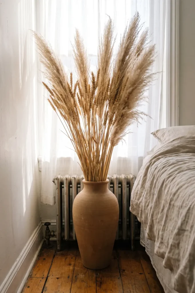 Bundle Dried Stems for the Corner That Always Looks Empty — dollar store fall decor idea for a small apartment
