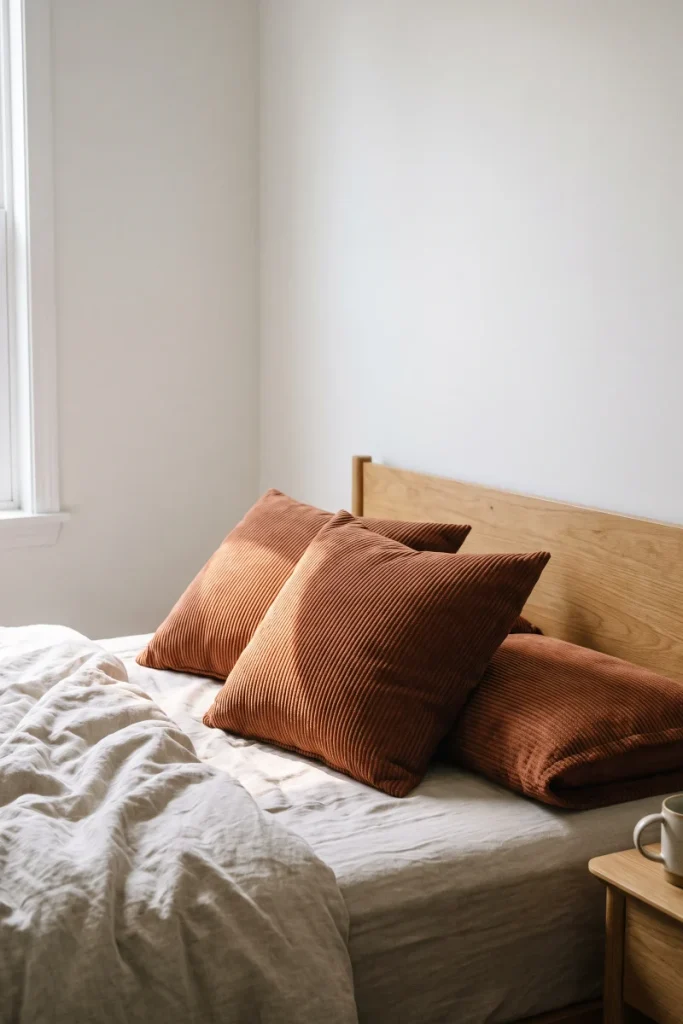 Swap Pillow Covers Instead of Buying New Pillows — dollar store fall decor idea for a small apartment