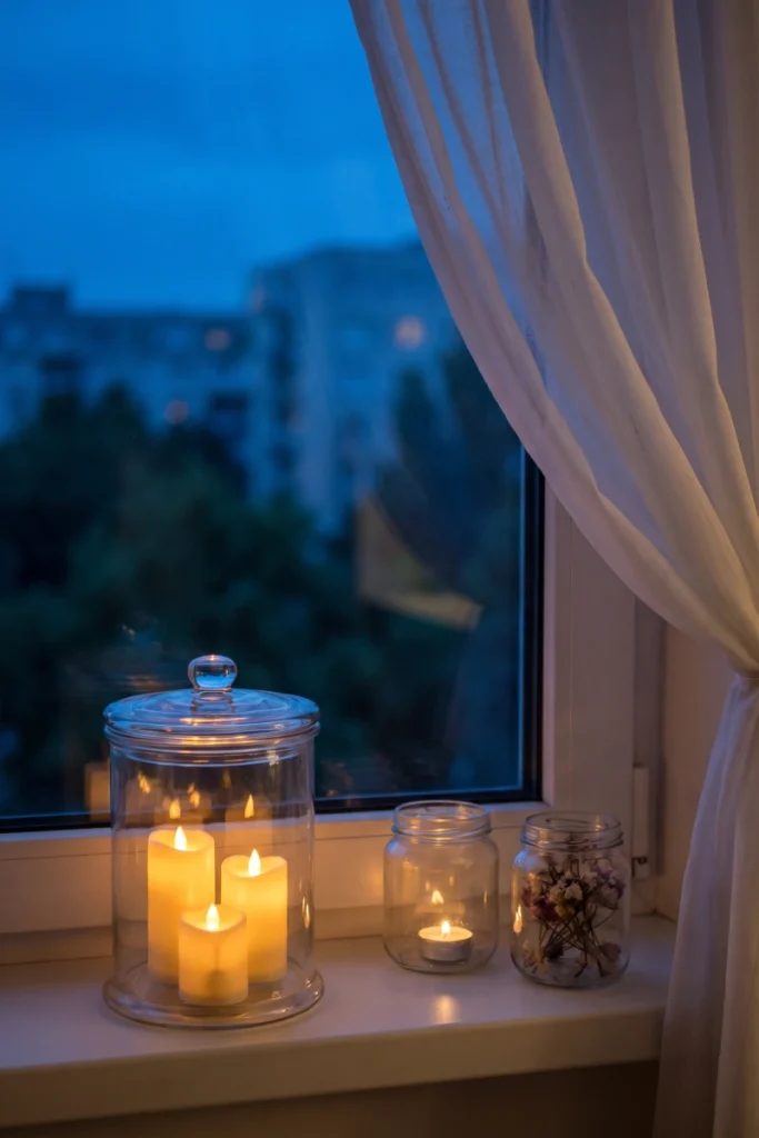 Trade Real Tea Lights for Battery Ones — dollar store fall decor idea for a small apartment
